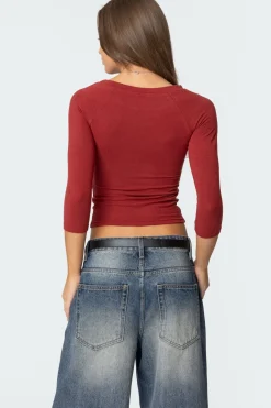 Mary Quarter Sleeve Wide Neck Top