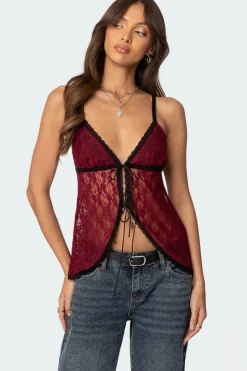 Maude Tie Front Sheer Lace Top