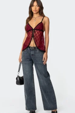 Maude Tie Front Sheer Lace Top