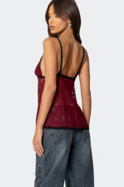 Maude Tie Front Sheer Lace Top