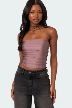 Maxeen Shiny Gathered Tube Top