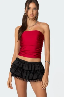Maxeen Shiny Gathered Tube Top