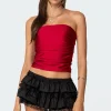 Maxeen Shiny Gathered Tube Top