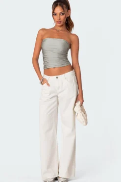 Maxeen Shiny Gathered Tube Top