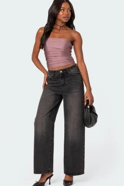 Maxeen Shiny Gathered Tube Top