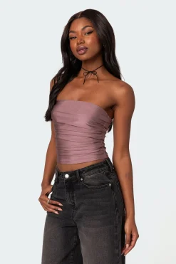Maxeen Shiny Gathered Tube Top
