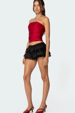 Maxeen Shiny Gathered Tube Top