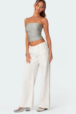 Maxeen Shiny Gathered Tube Top