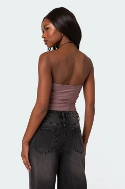 Maxeen Shiny Gathered Tube Top