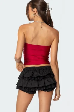 Maxeen Shiny Gathered Tube Top