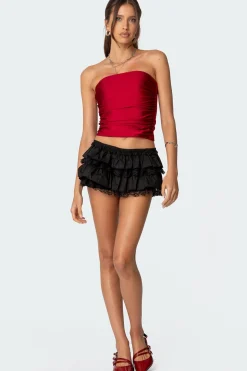 Maxeen Shiny Gathered Tube Top