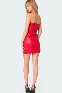 May Faux Leather Mini Dress