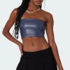 Mazie Faux Leather Bandeau Top