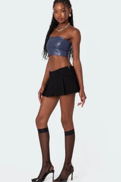 Mazie Faux Leather Bandeau Top