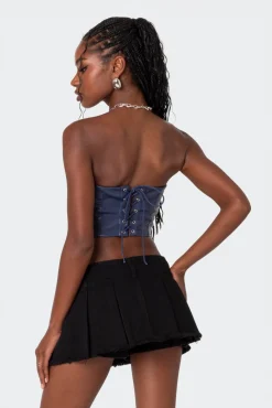 Mazie Faux Leather Bandeau Top