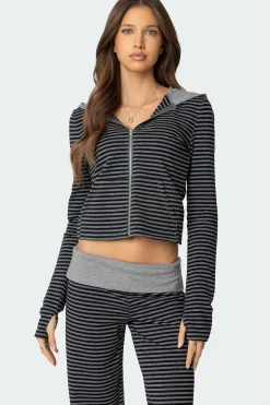 Meggy Striped Zip Up Hoodie