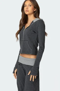 Meggy Striped Zip Up Hoodie