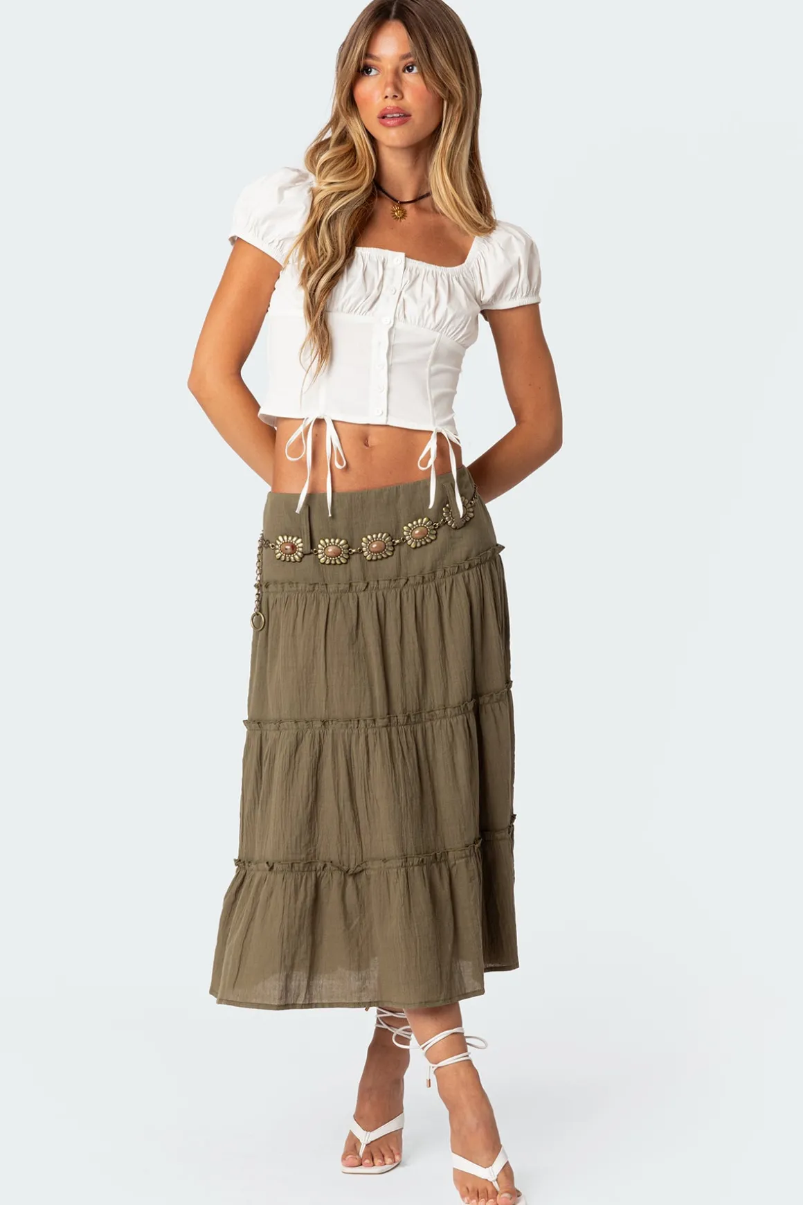 Melinda Tiered Midi Skirt