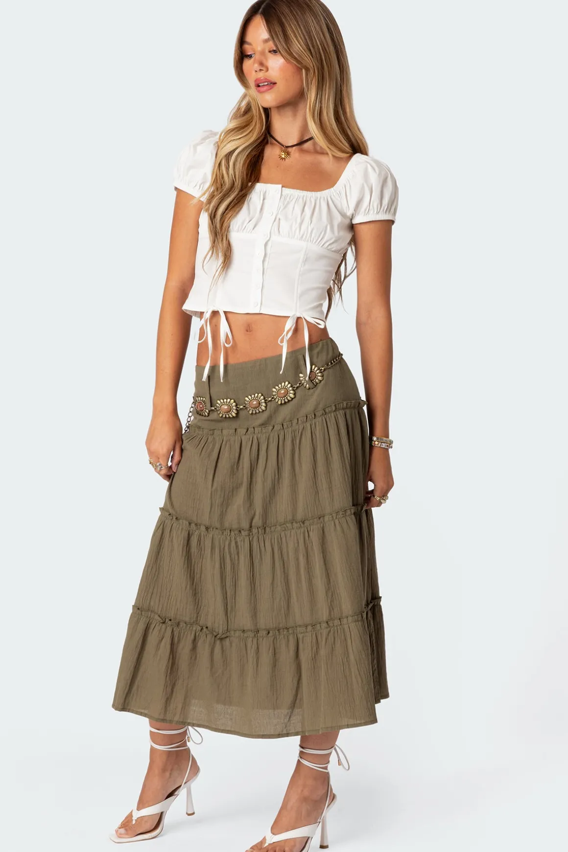 Melinda Tiered Midi Skirt