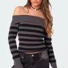 Melody Fold Over Striped Sweater