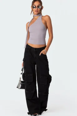 Melony Asymmetric Scarf Top