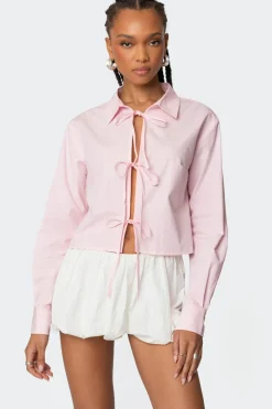 Melrose Tie Front Collared Top