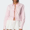Melrose Tie Front Collared Top
