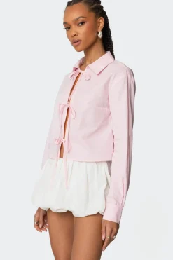 Melrose Tie Front Collared Top