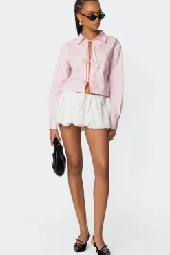 Melrose Tie Front Collared Top