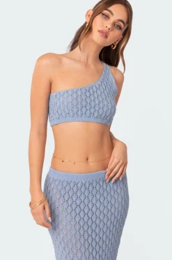 Mermaid One Shoulder Crochet Crop Top