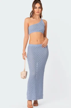 Mermaid One Shoulder Crochet Crop Top
