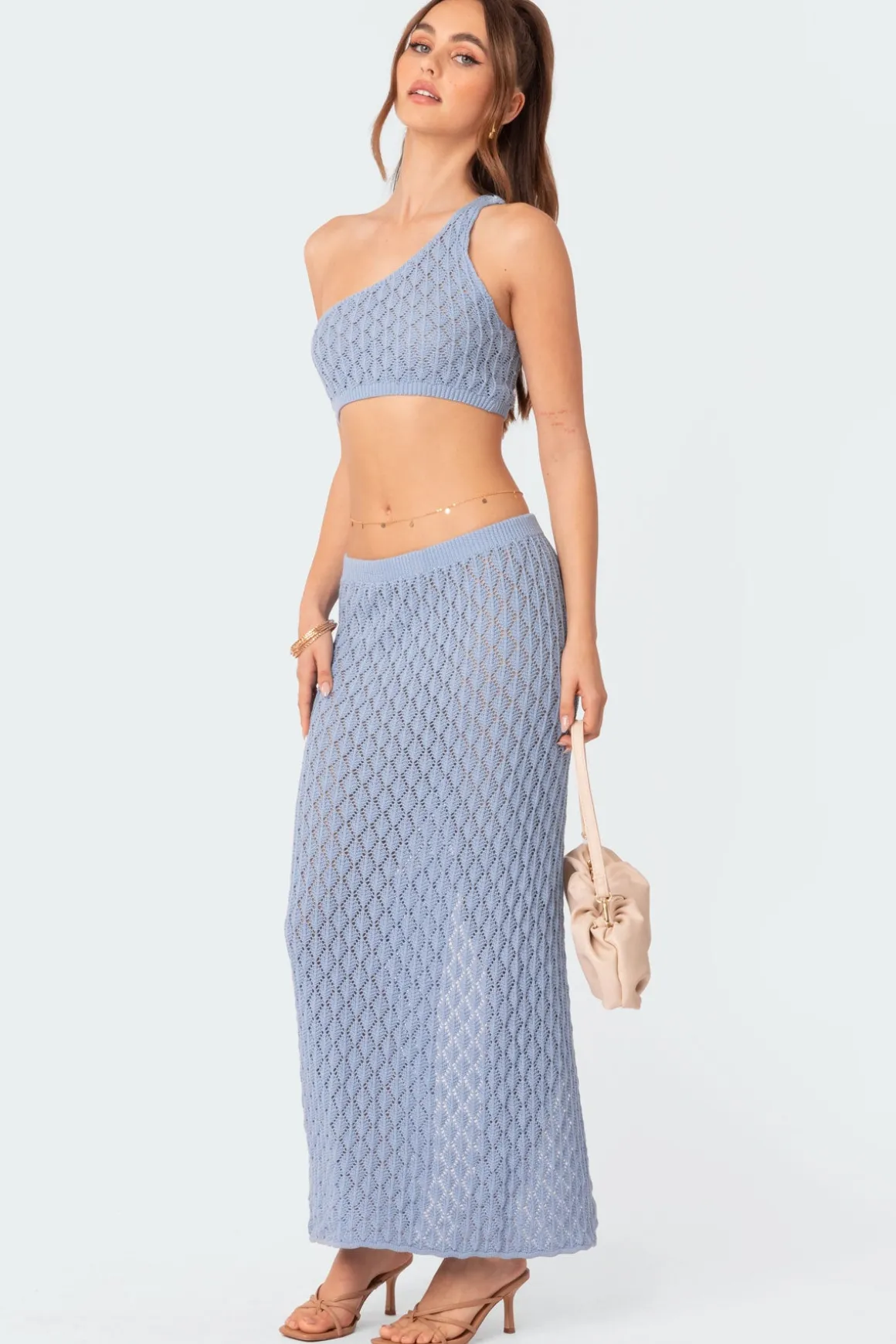 Mermaid One Shoulder Crochet Crop Top