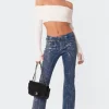Metallic Coated Low Rise Flared Jeans