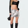 Metallic Faux Leather Skirt