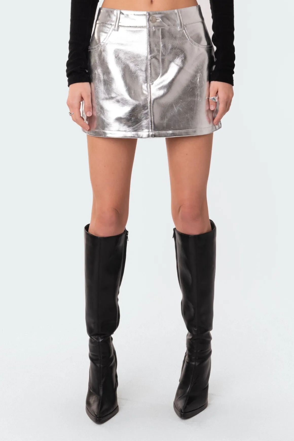 Metallic Faux Leather Skirt