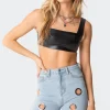 Midnight Faux Leather Crop Top