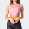 Midnight Faux Leather Crop Top