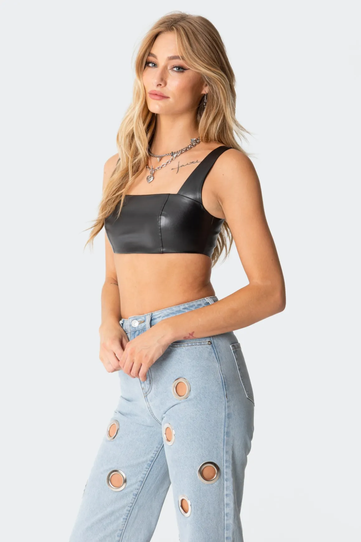 Midnight Faux Leather Crop Top
