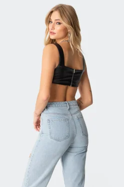 Midnight Faux Leather Crop Top