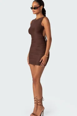 Mikey Ruched Open Back Mini Dress