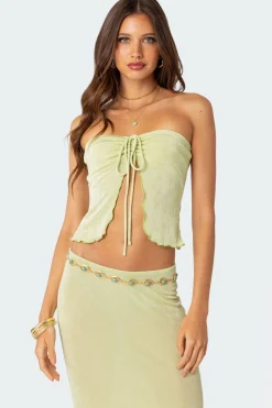 Milan Gathered Split Front Tube Top