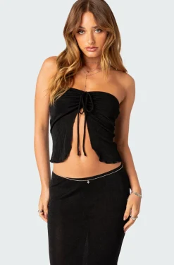 Milan Gathered Split Front Tube Top