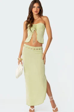 Milan Gathered Split Front Tube Top