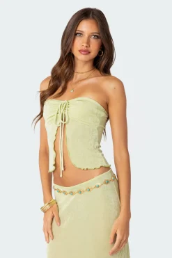Milan Gathered Split Front Tube Top