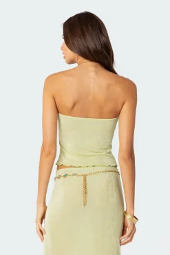 Milan Gathered Split Front Tube Top