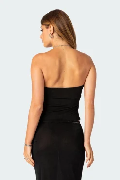 Milan Gathered Split Front Tube Top