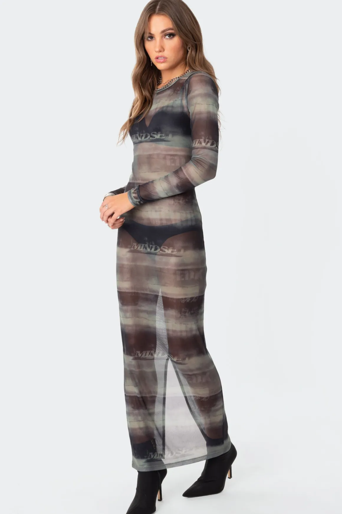 Mindful Sheer Mesh Maxi Dress