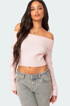 Minnie Cropped Fold Over Knit Top