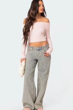Minnie Cropped Fold Over Knit Top