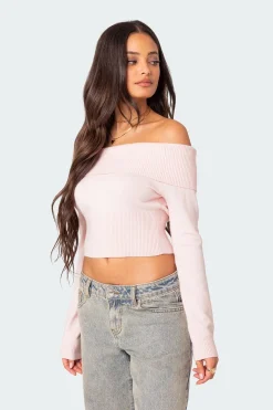Minnie Cropped Fold Over Knit Top